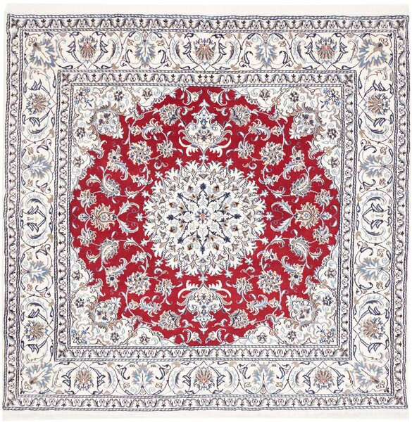 Tappeto Nain Kashmar Persia Medaglione Rosso Crema 196x193 Cm