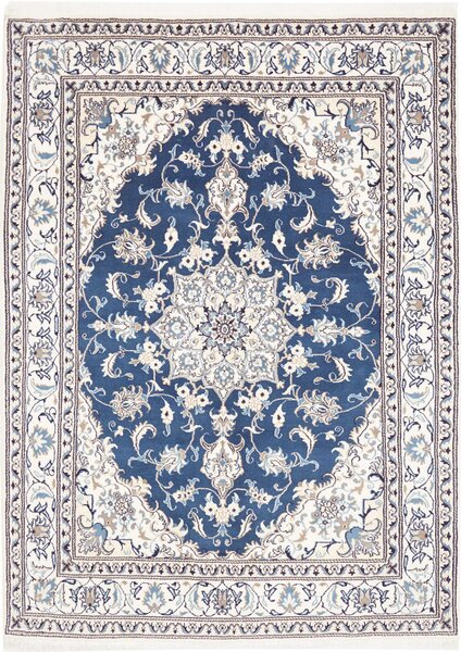 Tappeto Nain Kashmar Persia Medaglione Blu Crema 172x237 Cm
