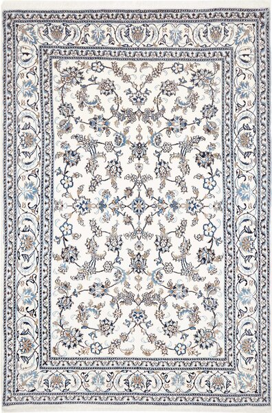 Tappeto Nain Kashmar Persia Floreale Crema Blu 201x297 Cm