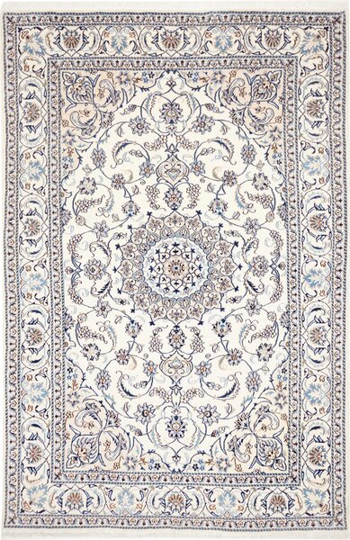Tappeto Nain Kashmar Persia Medaglione Avorio Blu 200x307 Cm