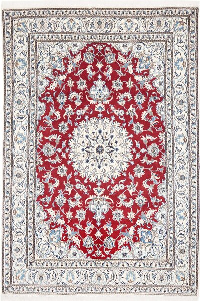 Tappeto Nain Kashmar Persia Medaglione Rosso Bianco 167x240 Cm