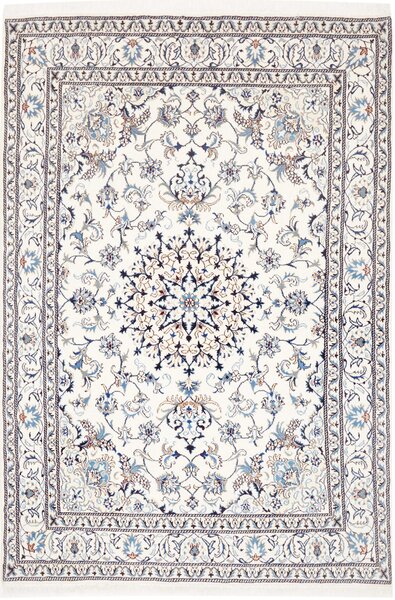 Tappeto Nain Kashmar Persia Medaglione Avorio Blu 165x243 Cm