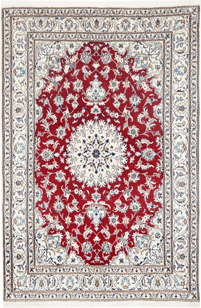 Tappeto Nain Kashmar Persia Medaglione Rosso Avorio Blu 167x247 Cm