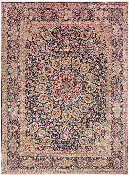 Tappeto Kerman Persia Medaglione Blu Rosso 278x378 Cm