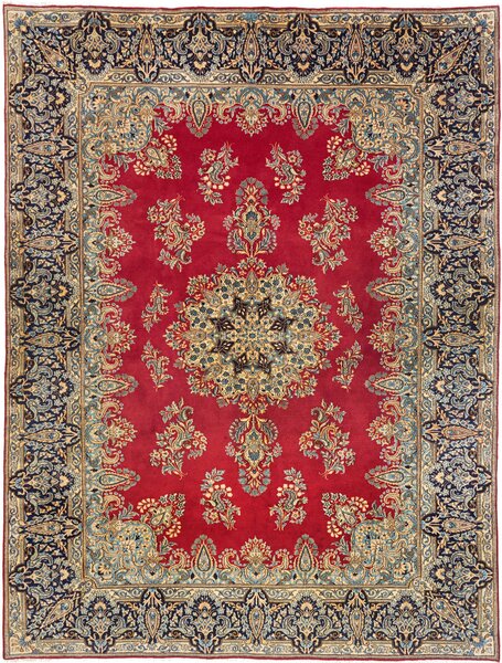 Tappeto Kerman Persia Medaglione Rosso Blu 235x316 Cm