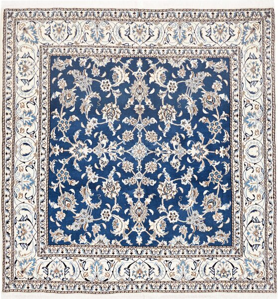 Tappeto Nain Kashmar Persia Floreale Blu Crema 195x203 Cm