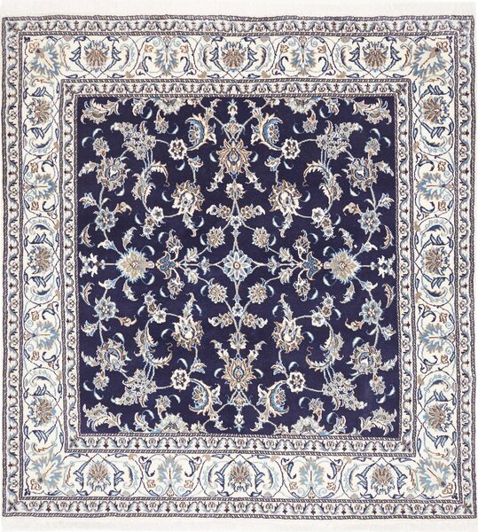 Tappeto Nain Kashmar Persia Floreale Blu Notte Crema 195x206 Cm