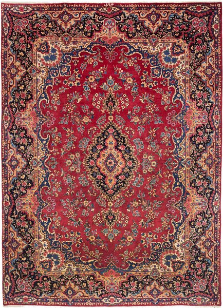 Tappeto Kerman Persia Medaglione Rosso Blu 246x340 Cm