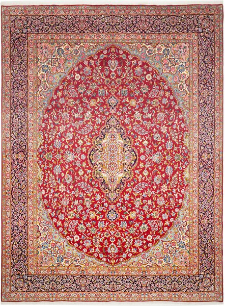 Tappeto Kerman Persia Medaglione Rosso Blu 288x386 Cm