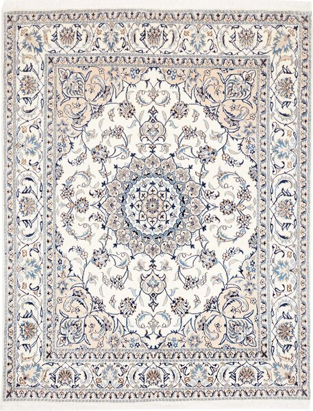 Tappeto Nain Kashmar Persia Medaglione Crema Blu 195x249 Cm