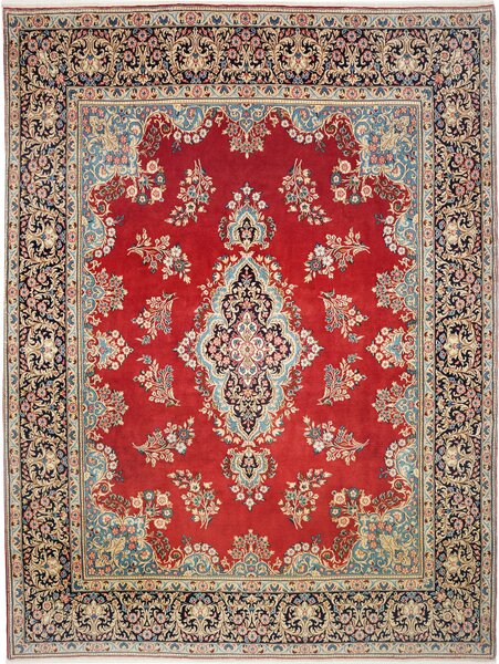 Tappeto Kerman Persia Medaglione Rosso Blu 295x396 Cm