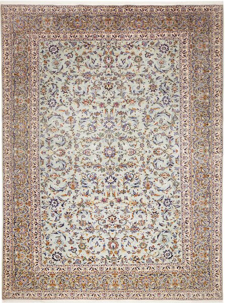 Tappeto Kashan Persia Floreale Azzurro Chiaro Crema 272x388 Cm