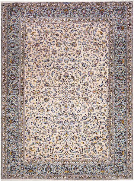 Tappeto Kashan Persia Astratto Avorio Azzurro 246x350 Cm