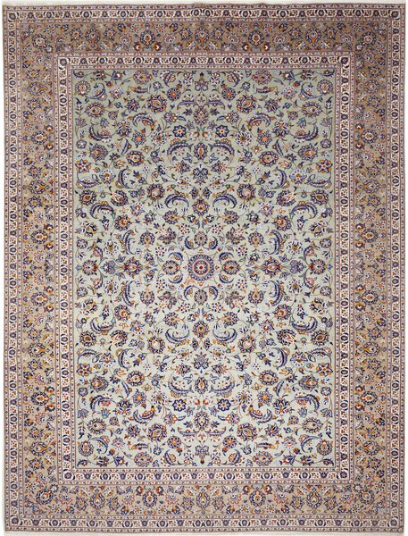 Tappeto Kashan Persia Floreale Verde Salvia Beige 305x412 Cm