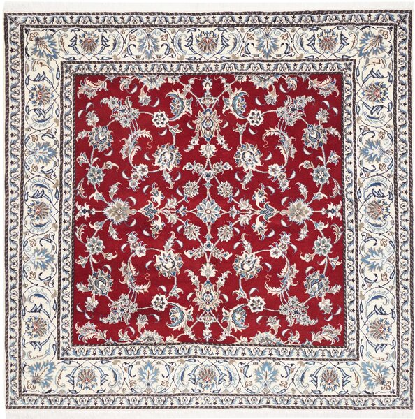Tappeto Nain Kashmar Persia Floreale Rosso Crema Blu 208x203 Cm