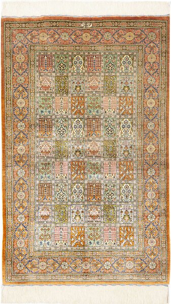 Tappeto Ghom Seta Persia Astratto Arancio Pastello 77x123 Cm