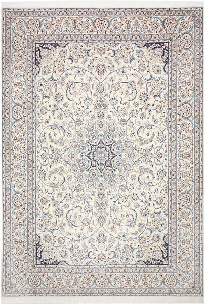 Tappeto Nain 9la Persia Medaglione Crema Blu 253x367 Cm