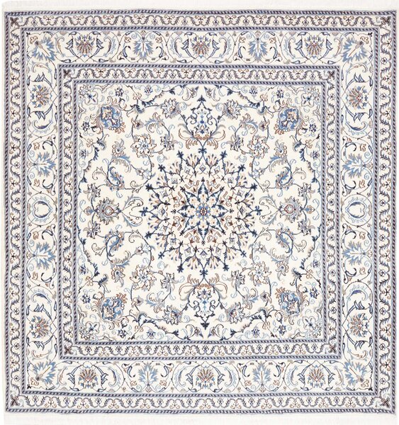 Tappeto Nain Kashmar Persia Medaglione Avorio Blu 200x203 Cm