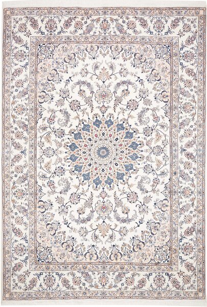 Tappeto Nain Kashmar Persia Medaglione Avorio Blu 252x353 Cm