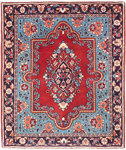 Tappeto Sarough Persia Medaglione Rosso Blu 73x88 Cm