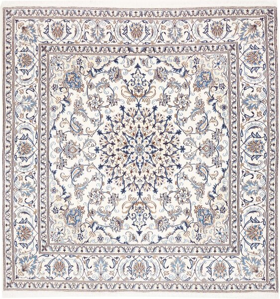Tappeto Nain Kashmar Persia Medaglione Crema Blu 198x208 Cm
