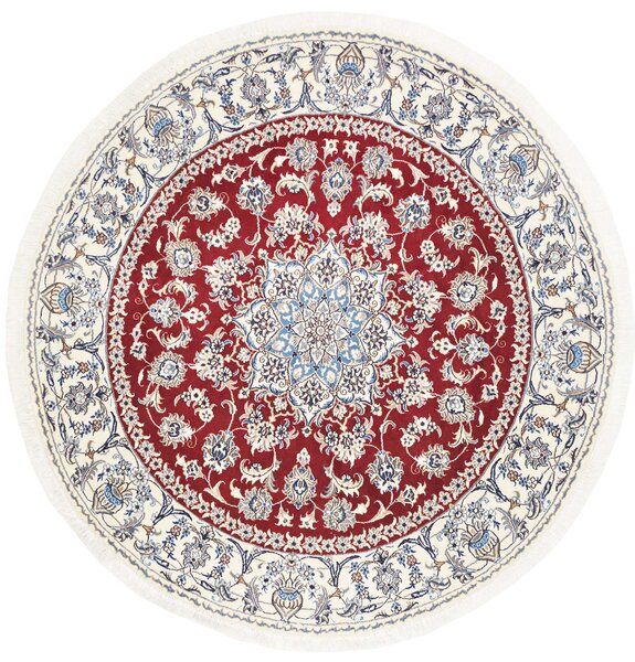 Tappeto Nain Kashmar Persia Medaglione Rosso Crema 200x208 Cm