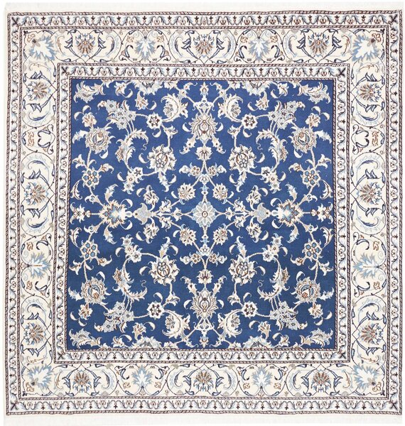 Tappeto Nain Kashmar Persia Floreale Blu Zaffiro Avorio 198x202 Cm