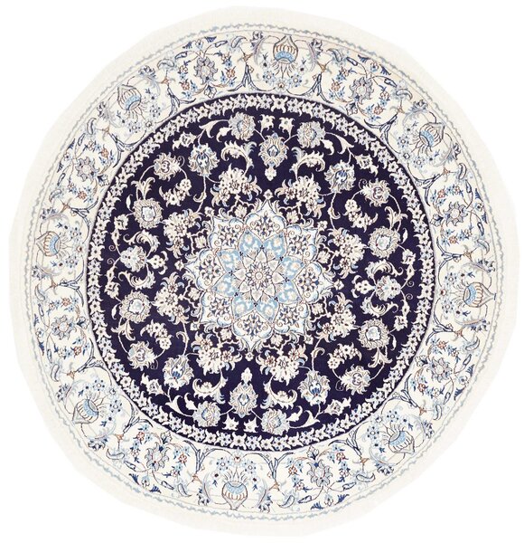 Tappeto Nain Kashmar Persia Medaglione Blu Avorio 205x210 Cm