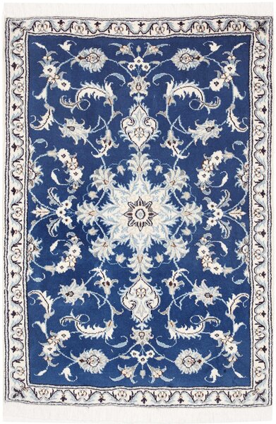 Tappeto Nain Kashmar Persia Medaglione Blu Avorio 92x138 Cm