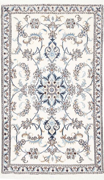 Tappeto Nain Kashmar Persia Medaglione Crema Blu 80x138 Cm