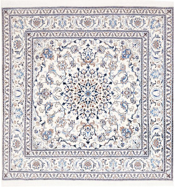 Tappeto Nain Kashmar Persia Medaglione Crema Blu 200x208 Cm