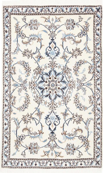 Tappeto Nain Kashmar Persia Medaglione Avorio Blu 88x143 Cm