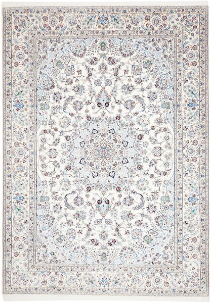 Tappeto Nain 9la Persia Medaglione Bianco Crema Azzurro 246x348 Cm
