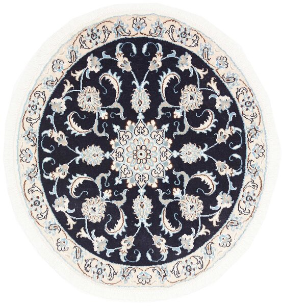 Tappeto Nain Kashmar Persia Medaglione Blu Avorio Azzurro 98x102 Cm
