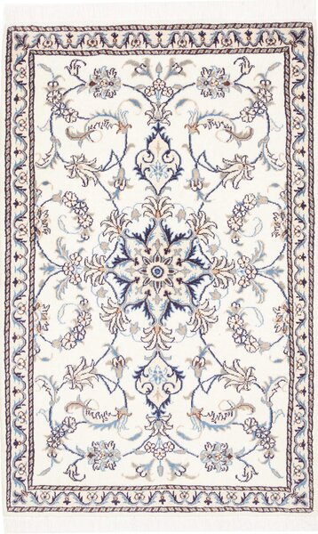 Tappeto Nain Kashmar Persia Medaglione Avorio Blu Marrone 89x143 Cm