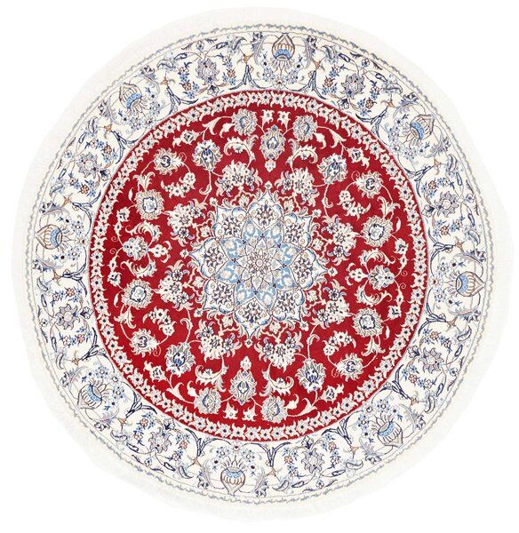 Tappeto Nain Kashmar Persia Medaglione Rosso Bianco 195x195 Cm