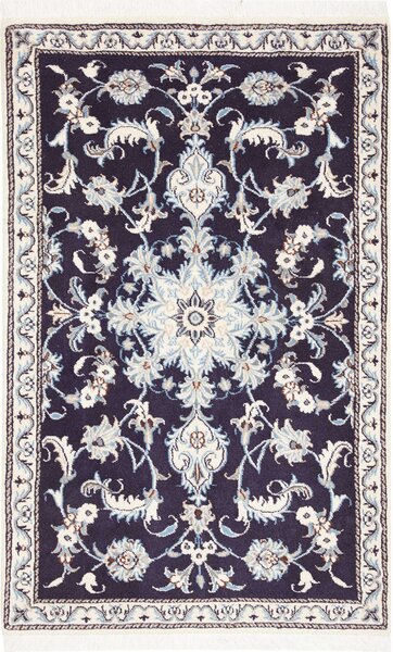 Tappeto Nain Kashmar Persia Medaglione Blu Notte Azzurro 86x135 Cm