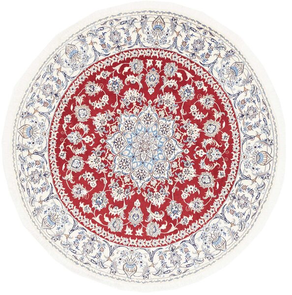 Tappeto Nain Kashmar Persia Medaglione Rosso Crema 202x208 Cm