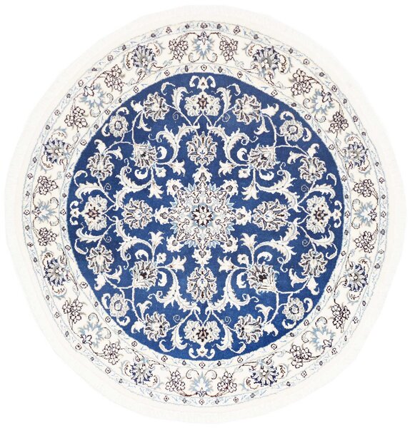 Tappeto Nain Kashmar Persia Medaglione Blu Crema 140x140 Cm