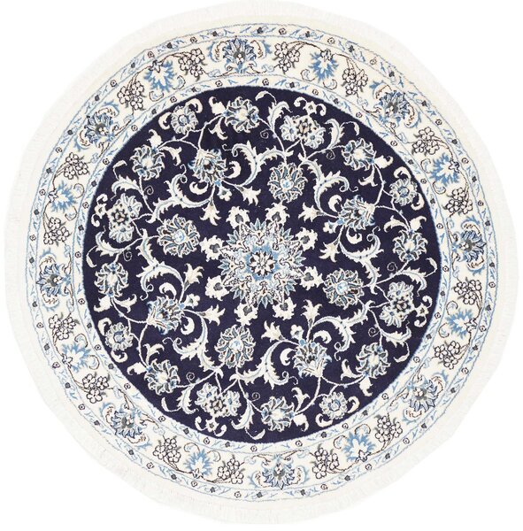 Tappeto Nain Kashmar Persia Medaglione Blu Bianco 143x143 Cm
