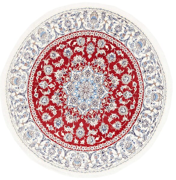 Tappeto Nain Kashmar Persia Medaglione Rosso Crema 200x200 Cm