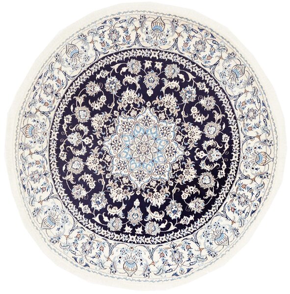 Tappeto Nain Kashmar Persia Medaglione Blu Notte Crema 200x200 Cm