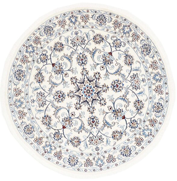 Tappeto Nain Kashmar Persia Medaglione Avorio Blu 150x150 Cm