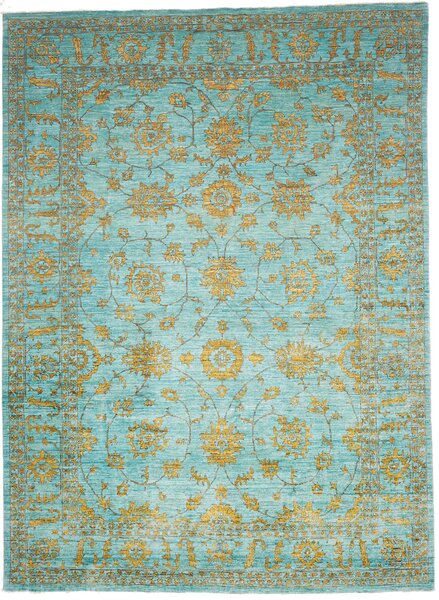 Tappeto Zigler Fine Pakistan Floreale Celeste Oro 285x390 Cm