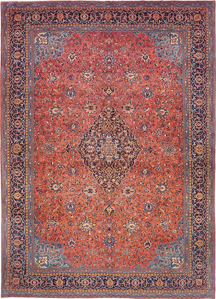Tappeto Sarough Persia Medaglione Terracotta Blu 296x400 Cm