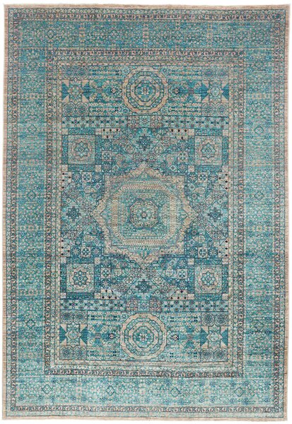 Tappeto Mamlouk Pakistan Geometrico Acquamarina Turchese 207x305 Cm