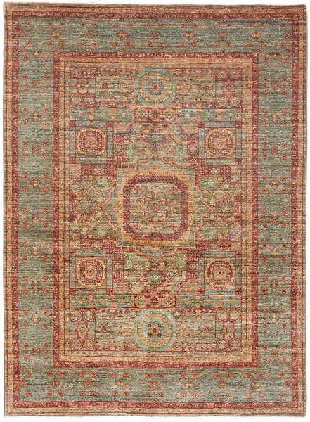 Tappeto Mamlouk Pakistan Geometrico Turchese Rosso 153x207 Cm