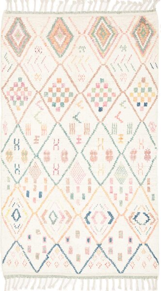 Tappeto Gabbeh Marrakech Persia Geometrico Crema Colori Pastello 124x208 Cm