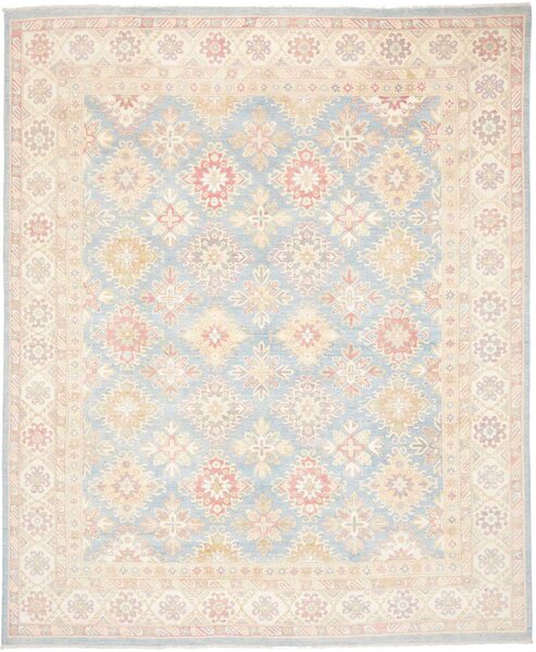 Tappeto Kazak Afghanistan Astratto Celeste Beige 246x298 Cm