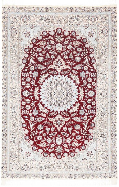 Tappeto Nain 6la Persia Medaglione Rosso Crema 127x191 Cm
